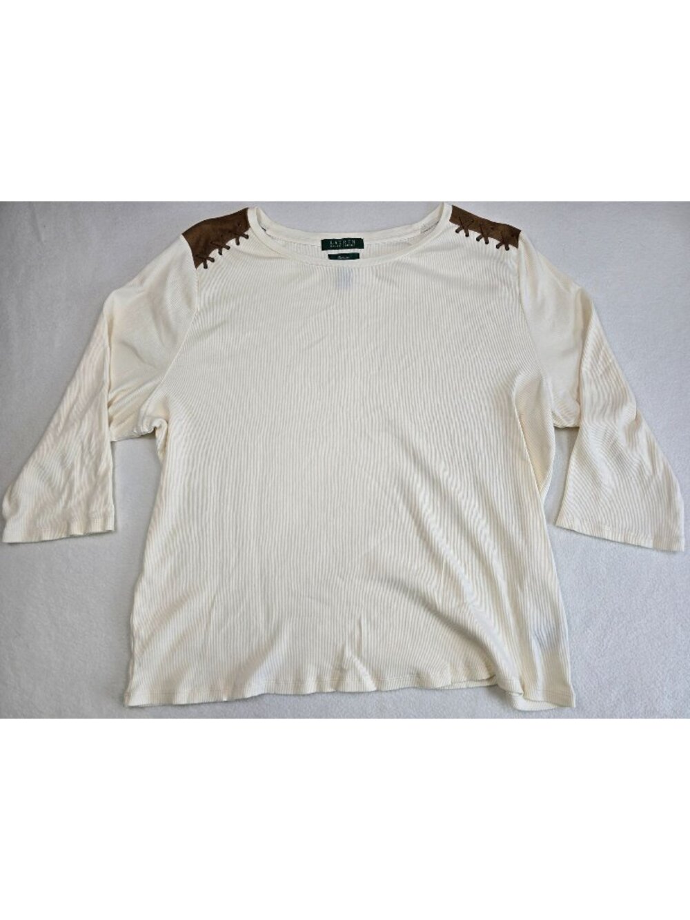 Lauren Ralph Lauren Womens 3X Top With Faux Suede Accents